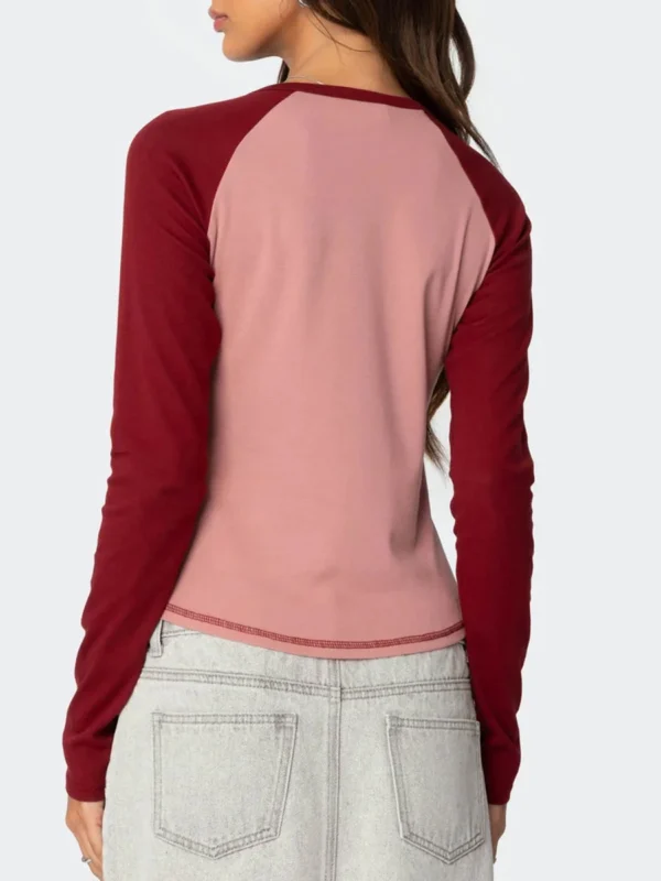 Womens Graphic Fall T-Shirt Slim Number Print Raglan Long Sleeve Round Neck Crop Shirt Casual Teen Girls Tee Pullover Streetwear - Image 2