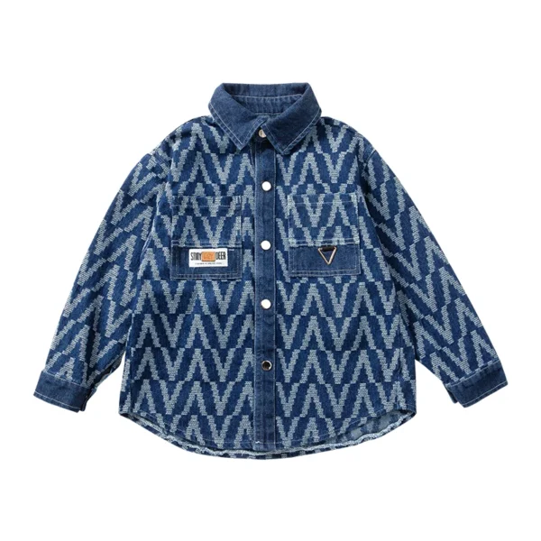 Spring Autumn Korean Boys Denim Jackets for Kids Slim Fit Vintage Blue Jeans Coat Outerwear Teens Child Letter Pattern Clothing - Image 4