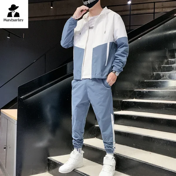 Spring and Autumn New Men's Sportswear Casual Jogger Hooded Sportswear Jacket and Pants 2-Piece Hip Hop Running Sports Suit - Image 3