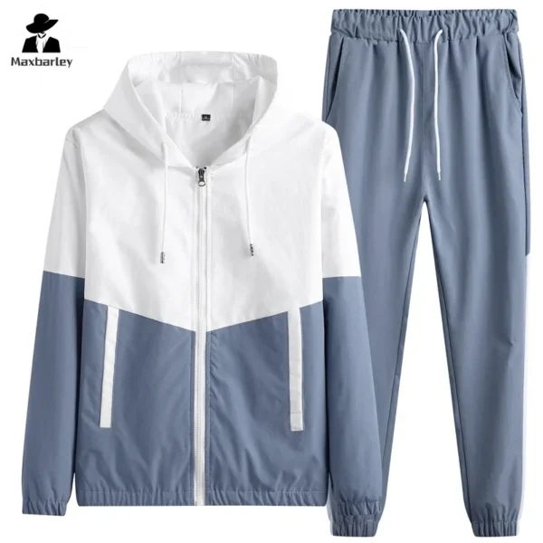 Spring and Autumn New Men's Sportswear Casual Jogger Hooded Sportswear Jacket and Pants 2-Piece Hip Hop Running Sports Suit - Image 4
