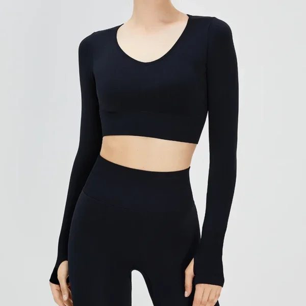 Long Sleeve Gym Tops Pilates Clothes Women Active Wear - Image 3