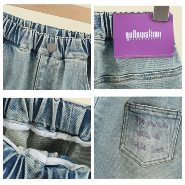 Summer Teen Girls Shorts Kids Casual Blue Jeans With Pocket Letter Embroider Girls Denim Trousers Kids Short Pants Ages 4-14Y - Image 6