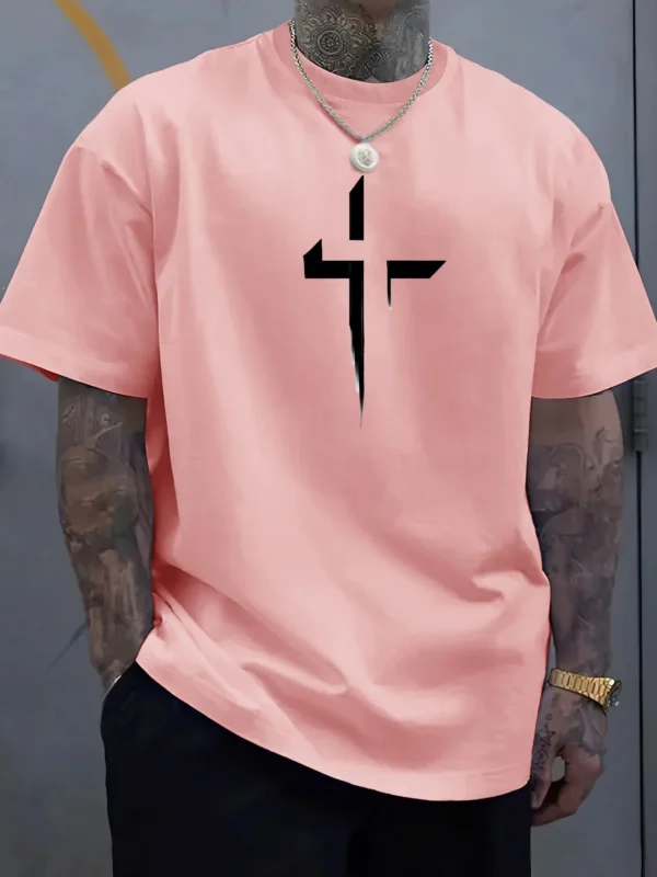 Summer men's popular printed T-shirt round neck plus size short sleeved street fashion element fashionable sports men's T-shirt