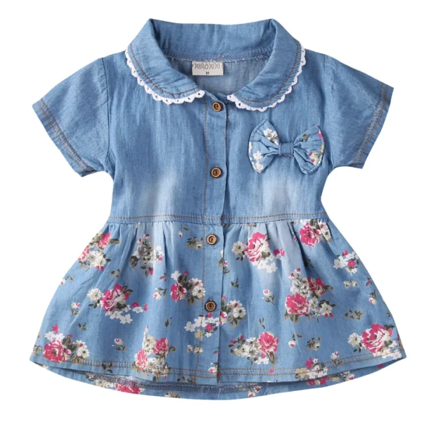 Flower Girl Summer Princess Denim Jean Dress Kid Baby Party Wedding Pageant Dresses Clothes Autumn New