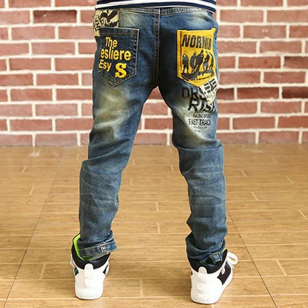 IENENS 5-13Y Boys Slim Straight Jeans Children Denim Long Pants Spring Autumn Wear Kids Casual Trousers - Image 2
