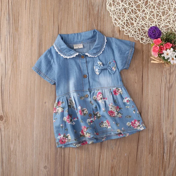 Flower Girl Summer Princess Denim Jean Dress Kid Baby Party Wedding Pageant Dresses Clothes Autumn New - Image 3