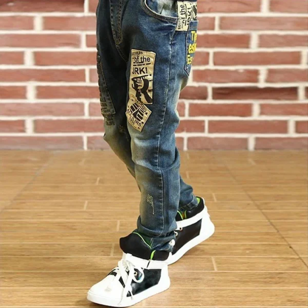 IENENS 5-13Y Boys Slim Straight Jeans Children Denim Long Pants Spring Autumn Wear Kids Casual Trousers - Image 3