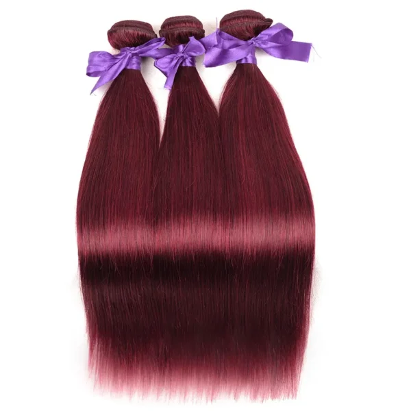 Burgundy Dark Red Body Wave Bundles With Closure Peruvian Straight Human Hair 3 Bundles With Closure 99j Colored Remy Hair - Image 4