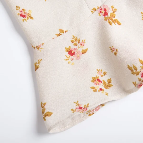 Vintage Floral Print Crop Top Sweetheart Neck Ruffle Hem Elegant Peplum Top Sleeveless Tie Strap Sexy Summer Tops Women 2021 - Image 6