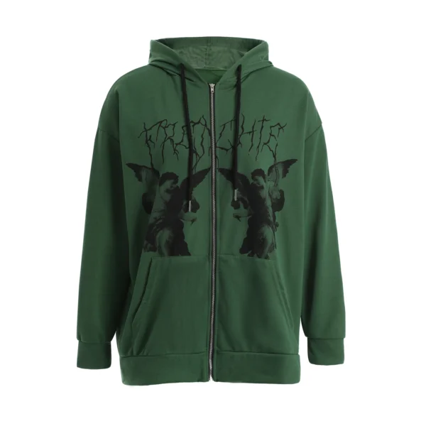 Halloween Skeleton Print Jackets Coat E-girl Grunge Gothic Oversized Hoodies Women Autumn Vintage Sweatshirt Y2K Female Clothes - Image 3