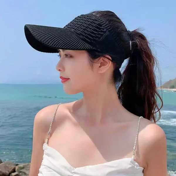 Beach Sun Hat Sport Headgear Foldable Women Sun Visors Exercise Headgear Fashionable Running Visor For Daily Wear Hiking Walking - Image 2