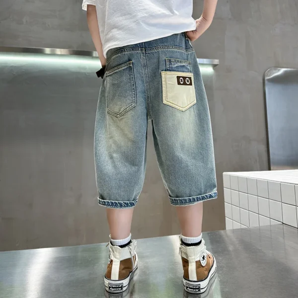 Kids Summe Ripped Denim Shorts for Teens Boy High Fashion Jeans Capris with Hole Children Stylish Mid Calf Pants 5 7 9 11 13 14Y - Image 4