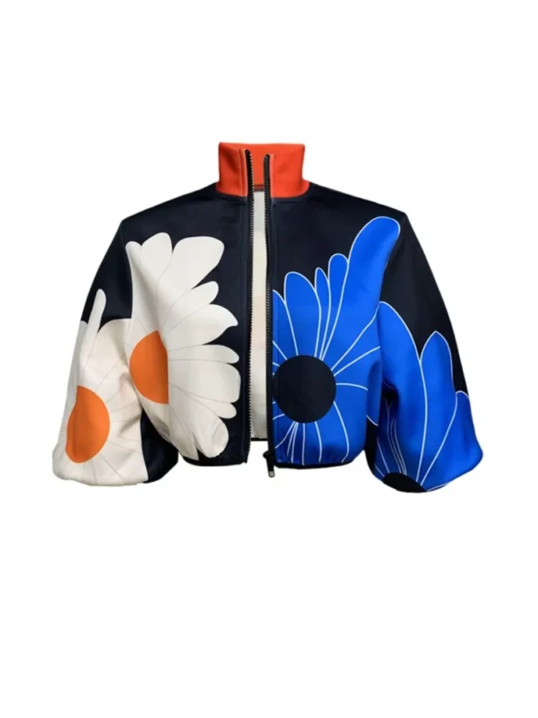 Women's Fashion Polka Dot Printed Cropped Tops Jackets New Spring Autumn Outwear Zipper Jackets Street Lady Casual Coats Tops - Image 5