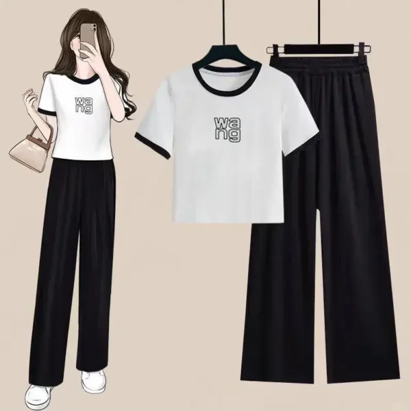 2025 Summer Teens Girls Clothes Print Sets Outfits Kids Short Sleeve T-shirt + Long Pants Child Tracksuit 2PCS 6 8 10 12 Year