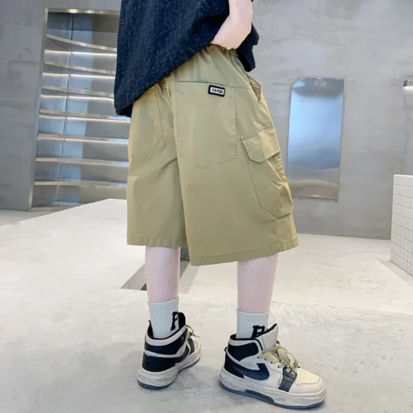 Cool Boys Shorts with Pockets Fashion Summer New Arrivals Kids Black Khaki Sport Knee-Length Cargo Pants Teen Streetwear Shorts - Image 2