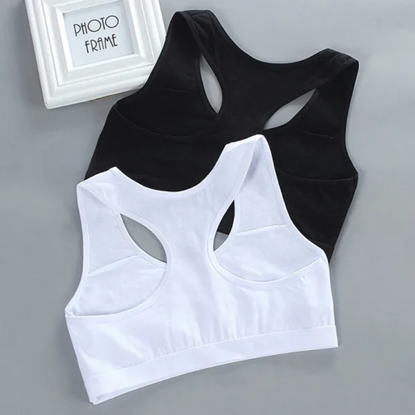 Girl's Sport Underwear Letter Racerback Training Black Teen Bra Girl Vest Cotton Spandex With Pink Letter Solid Color