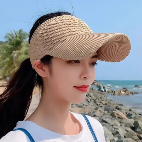 Beach Sun Hat Sport Headgear Foldable Women Sun Visors Exercise Headgear Fashionable Running Visor For Daily Wear Hiking Walking - Image 3
