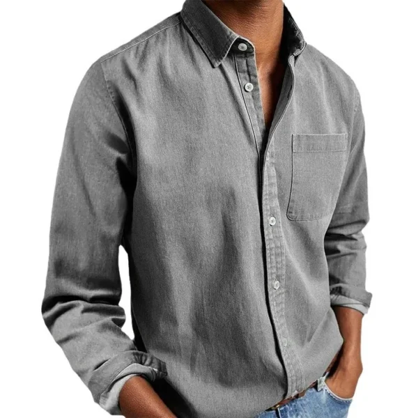 2025 New Spring Men's Shirt Long Sleeve Turn-down Collar Designer Clothes Button Blouse Imitation Denim Shirts for Men - Image 5
