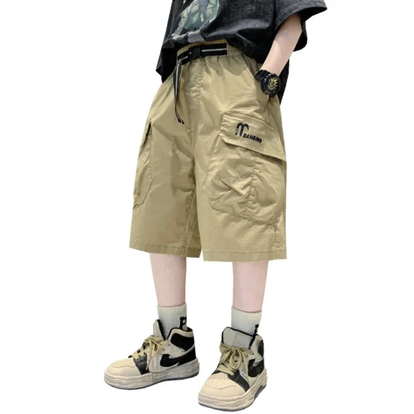 Cool Boys Shorts with Pockets Fashion Summer New Arrivals Kids Black Khaki Sport Knee-Length Cargo Pants Teen Streetwear Shorts