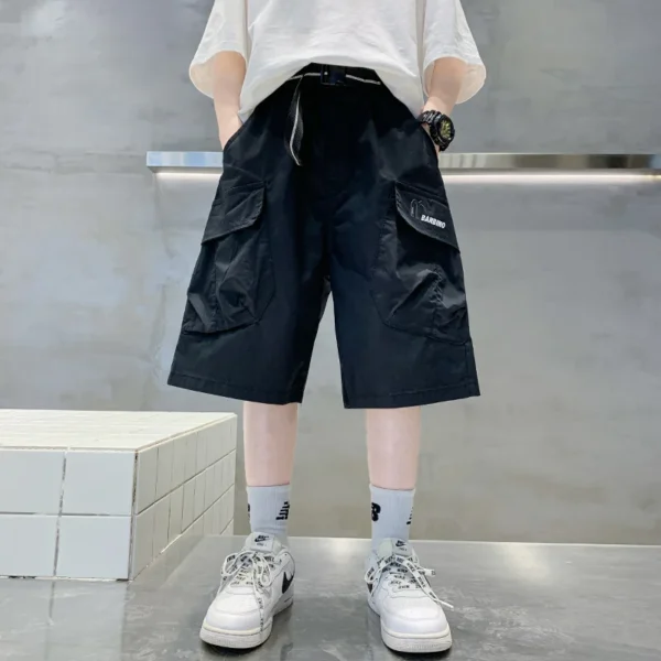 Cool Boys Shorts with Pockets Fashion Summer New Arrivals Kids Black Khaki Sport Knee-Length Cargo Pants Teen Streetwear Shorts - Image 6