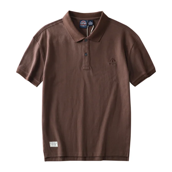 2025 Summer New American Retro Knitted Letter Embroidery Polo Shirt Men's Fashion Washed Short Sleeve Lapel Youth Casual T-shirt - Image 5