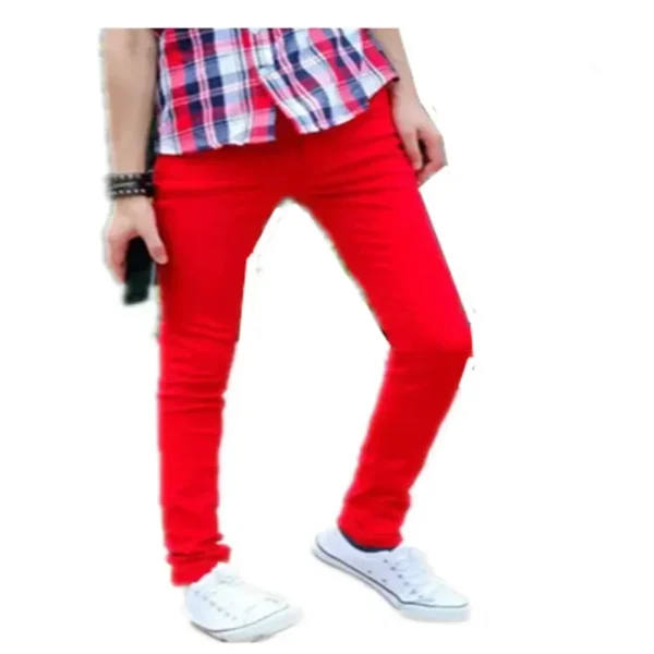 Hot Fashion Summer Solid Cotton Jeans Men Red Teenagers Pantalon Homme Skinny Male Leisure Boy Sweatpants Hombre Two Color MN5 - Image 6