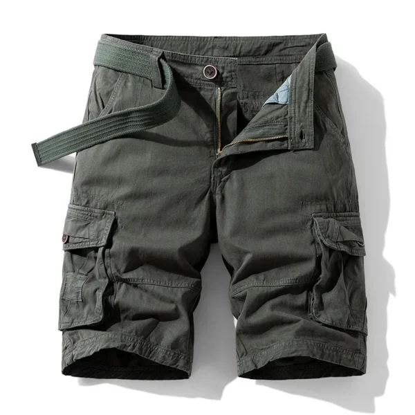 2026 summer new thin casual pants multi-pocket cargo shorts 100 straight leg loose five quarter men - Image 3