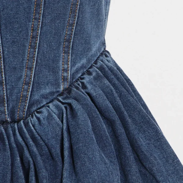 Spicy Girls Denim Boob Tube Top Strapless Peplum Back Zipper Sleeveless Sexy Temperament Spring Summer Women Clothing 52919 - Image 5