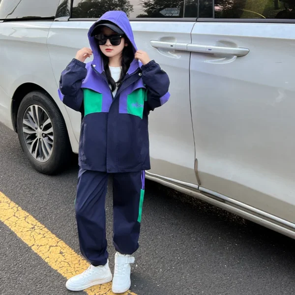 Children Clothing Set New Autumn Spring Hooed Jacket + Sweatpants 2Pcs Teenage Girls Sports Costume Outfits For Kids Tracksuits - Image 2
