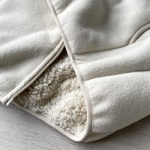 Winter Fleece Jacket Solid Color Sherpa Casual Coat Thick Warm Stand Collar Zip Up Outdoor Windbreak Jacket Soft Comfortable - Image 5