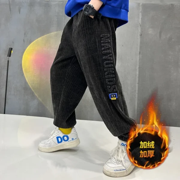 Kid Teenage Loose 3D Letter Embossing Chenille Sweatpant Fleece Trousers Jogger Pant for Children Casual Sport Pants Boy Clothes - Image 3