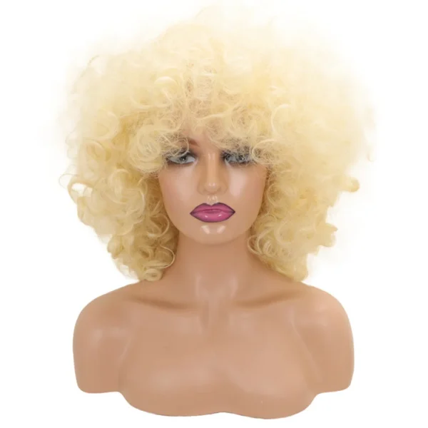 Medium Long Fluffy Curly Orange Red Cosplay Synthetic Hair Extension Women Costume Pink Party Wigs Afro Kinky Curly on Promotion - Image 5