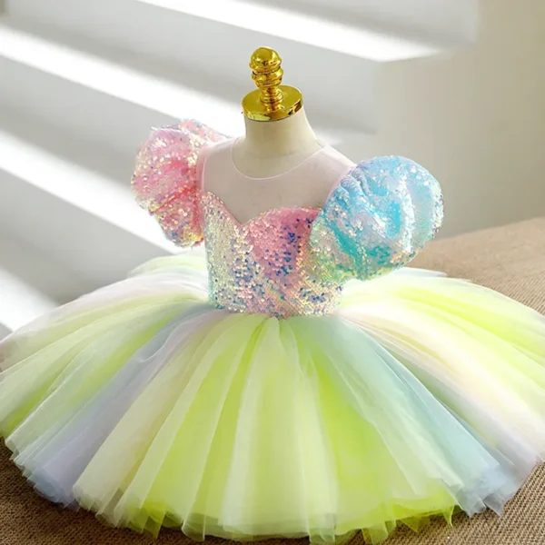 Baby Girl First Birthday Party Dress Multicolour Kids Tutu Ball Gowns Luxury Sequin Evening Dresses Formal Robe Children Vestido - Image 2