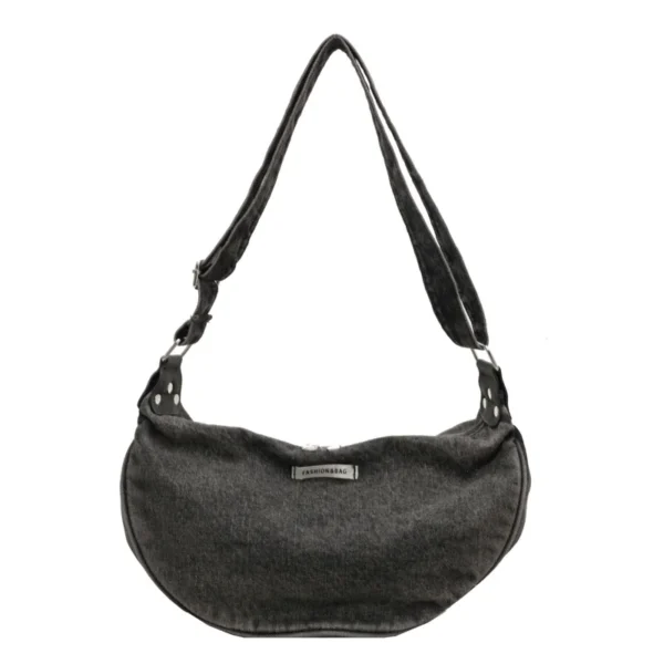 Denim Zipper Ladies Shoulder Bags Casual Sewing Thread 2024 Hot Sale Crescent Crossbody Bags for Women Bolsas Femininas - Image 6