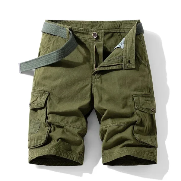 2026 summer new thin casual pants multi-pocket cargo shorts 100 straight leg loose five quarter men - Image 4