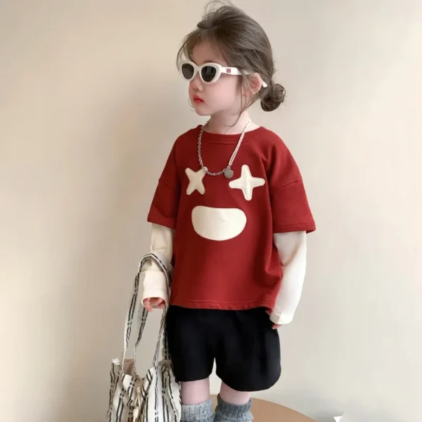 Girly Heart Ins Children Long Sleeve Hoodie Pants Set Spring Autumn 2025 Cute Fashion Shirt Clothing Tops Gifts for Kids