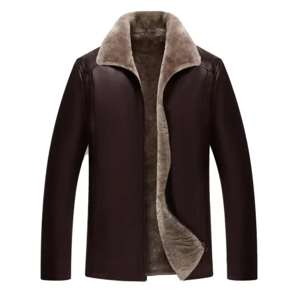 Winter Fleece Warm Leather Jacket Men Pu Business Casual Loose Thick Leather Coats Male Fashion Vintage Faux Fur Outwear Jackets - Image 4