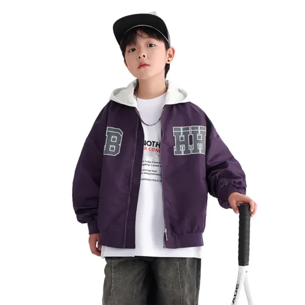 New Boys Bomber Jacket Children Spring Autumn Hooded Outerwear Kids Streetwear Varsity Baseball Uniform Coats 6 8 10 12 14 Years - Image 5