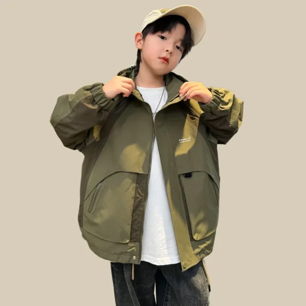2024 New Fashion Autumn Children Trench Coats Boys Outerwear Casual Trend Windbreaker Jacket Baby Kids Bomber Hooded Clothing - Image 4