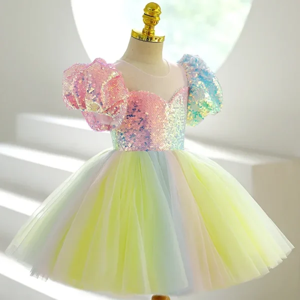 Baby Girl First Birthday Party Dress Multicolour Kids Tutu Ball Gowns Luxury Sequin Evening Dresses Formal Robe Children Vestido - Image 4