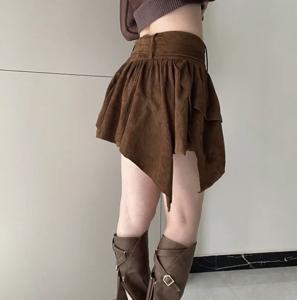 Retro Multi-Layer Spicy Girl Skirt with Irregular High Waist and Leg Length A-Line Skirt for Women, Summer Sexy Asymmetric Skirt - Image 4