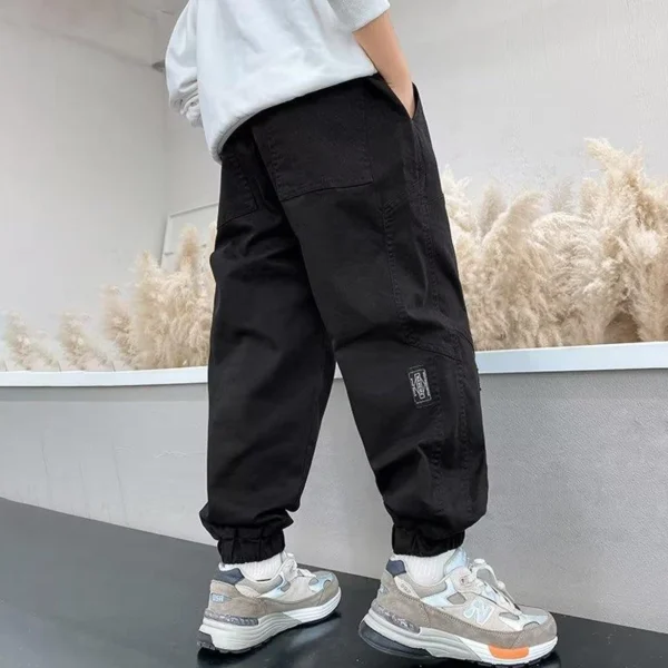 Spring Autumn Boys Casual Pants Teen Straight Trousers Kids Hip Hop Joggers Overalls For 4-14 Years Kids Cotton Baggy Sweatpants - Image 3