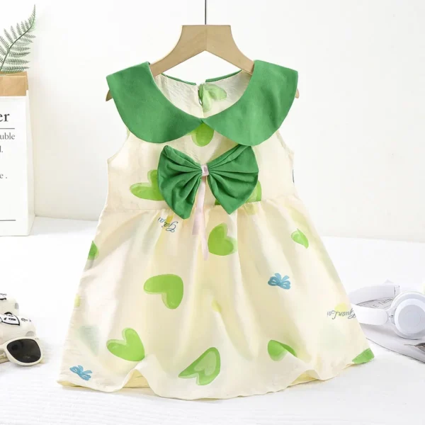 New 2025 Girls Summer Thin Dress Baby Cute Bowkont Cartoon Flower Print Sleeveless Princess A-line Dresses Sundress Clothing - Image 4