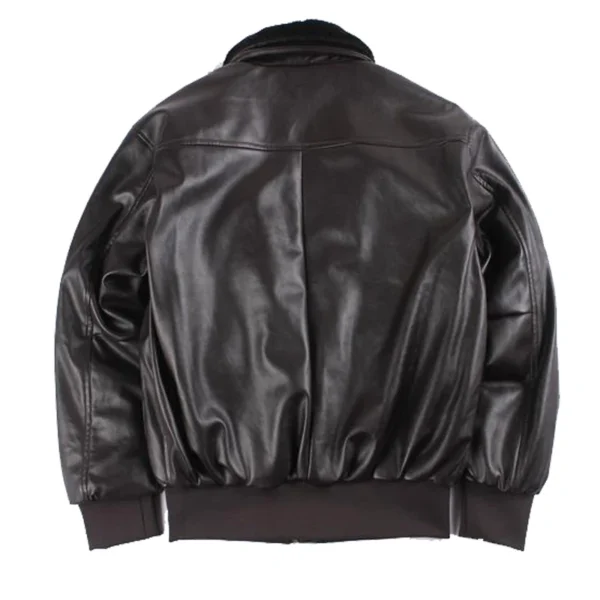 MA-1 Winter Bomber Thick Leather Jacket Men Outerwear Fur Collar Map Fleece Liner Leather Jackets Original Pilot Slim Fit Coats - Image 2