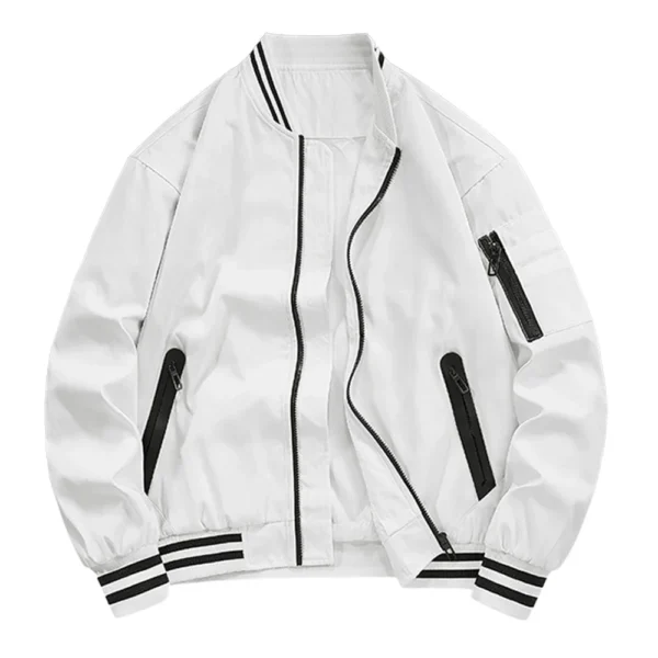 White Baseball Jacket Men Lightweight Spring Autumn Bomber Jacket Men Casual Pilot Jacket College Coat Loose Fit 2024 Trends - Image 3