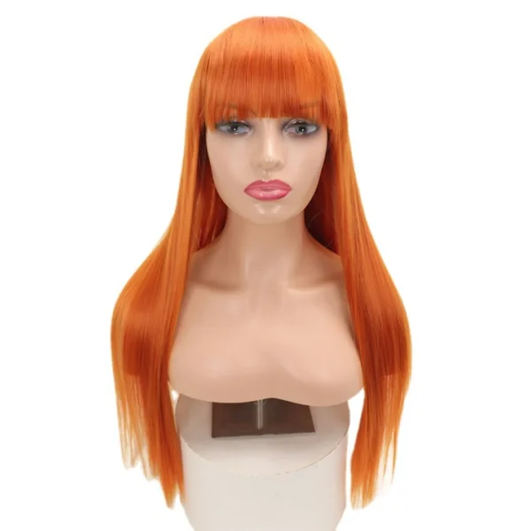 Long Straight Hair with Bangs Multi-color Option Brown Artificial Hair Extensions High Density Lace Wigs Women Black Wig Cosplay - Image 5