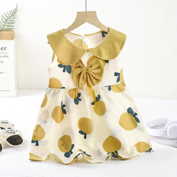 New 2025 Girls Summer Thin Dress Baby Cute Bowkont Cartoon Flower Print Sleeveless Princess A-line Dresses Sundress Clothing - Image 3