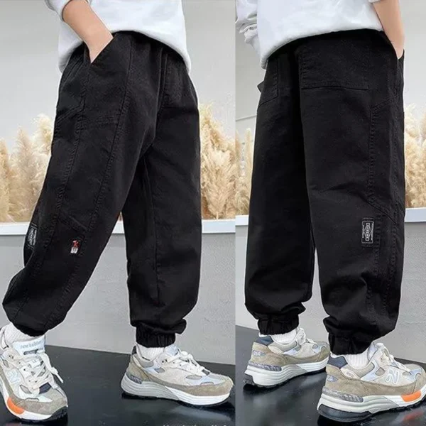 Spring Autumn Boys Casual Pants Teen Straight Trousers Kids Hip Hop Joggers Overalls For 4-14 Years Kids Cotton Baggy Sweatpants