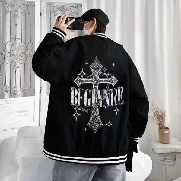 Spring Autumn Jacket Men Baseball Jersey Varsity Jacket Loose Sweatshirt Print Hip Hop Streetwear Student Teen Trend Casual Wear