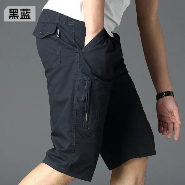 Casual Men Cargo Shorts 100Cotton Summer Soft Loose Quick-Dry Solid Joggers Streetwear Gym Sports Beach Shorts Homme Sweatpants - Image 3